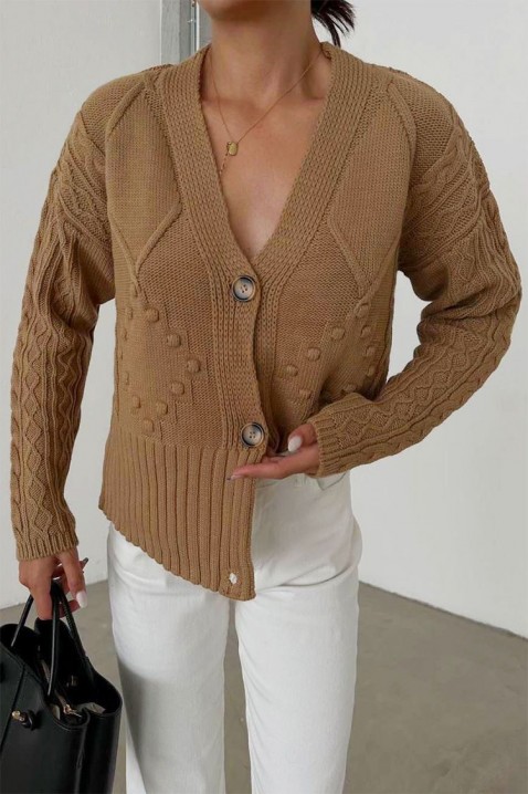 Cardigan KALMERDA CAMEL, Culoare: maro deschis    , IVET.RO - Reduceri de până la -80%