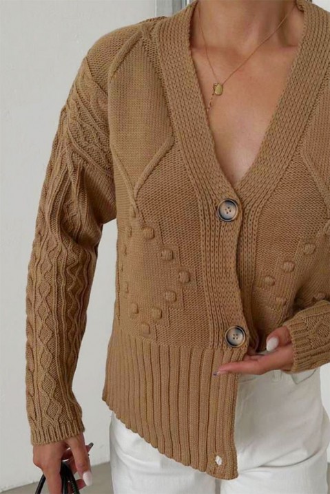 Cardigan KALMERDA CAMEL, Culoare: maro deschis    , IVET.RO - Reduceri de până la -80%