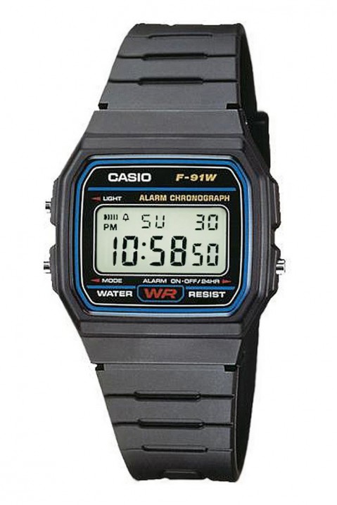 Ceas pentru bărbați CASIO F-91W-1YEG, Culoare: negru, IVET.RO - Reduceri de până la -80%