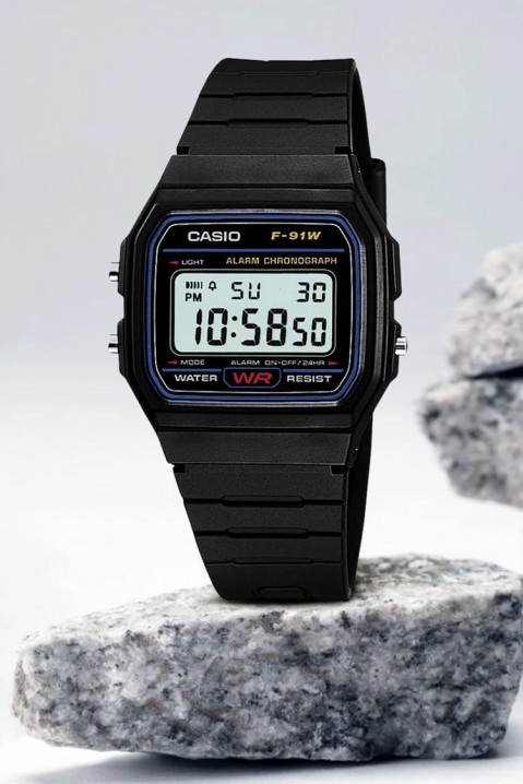 Ceas pentru bărbați CASIO F-91W-1YEG, Culoare: negru, IVET.RO - Reduceri de până la -80%