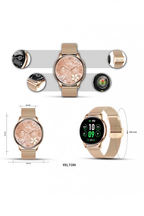 Ceas smartwatch Veltori VT300-1, Culoare: auriu, IVET.RO - Reduceri de până la -80%