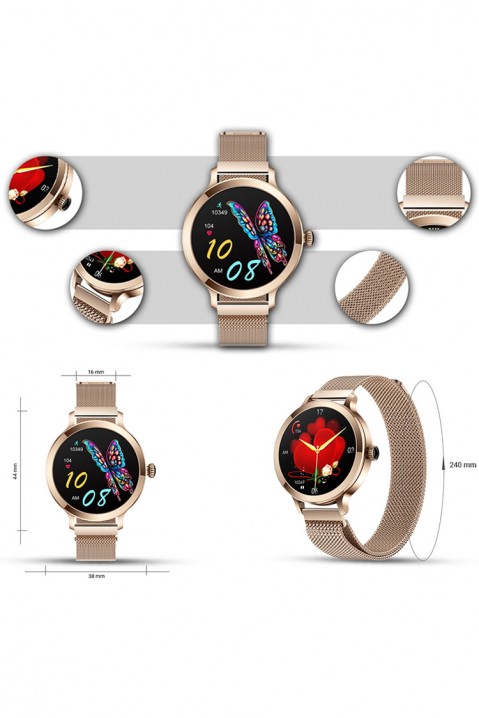 Ceas smartwatch Veltori VT340-1, Culoare: aur roz, IVET.RO - Reduceri de până la -80%