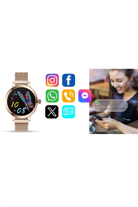 Ceas smartwatch Veltori VT340-1, Culoare: aur roz, IVET.RO - Reduceri de până la -80%